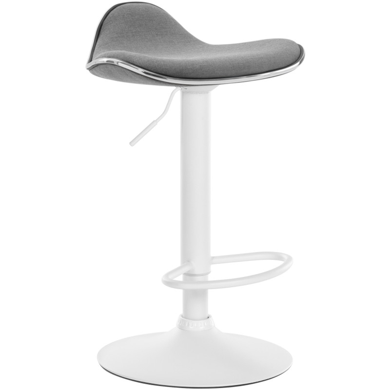 Tabouret de bar moderne en Tissu Gris clair Métal Blanc Mat Capano - 1