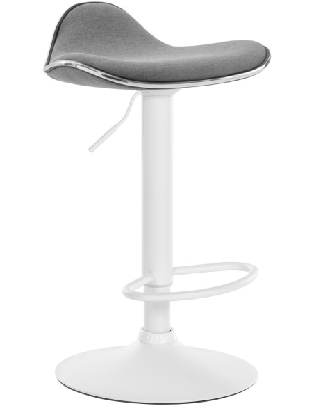 Tabouret de bar moderne en Tissu Gris clair Métal Blanc Mat Capano - 1