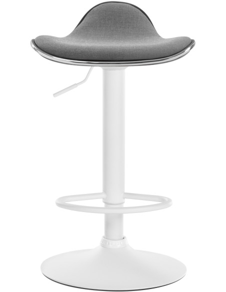 Tabouret de bar moderne en Tissu Gris clair Métal Blanc Mat Capano - 2