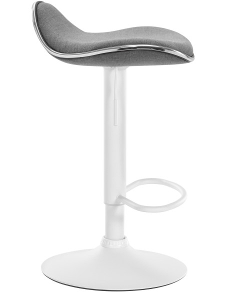 Tabouret de bar moderne en Tissu Gris clair Métal Blanc Mat Capano - 3