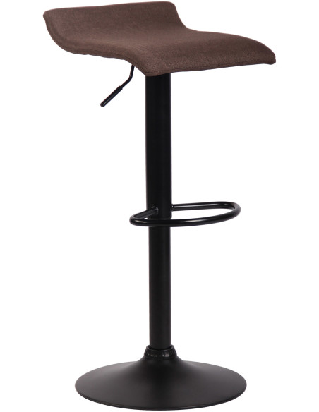 Tabouret de bar style minimaliste en Tissu Marron Métal Noir Mat Icko - 1