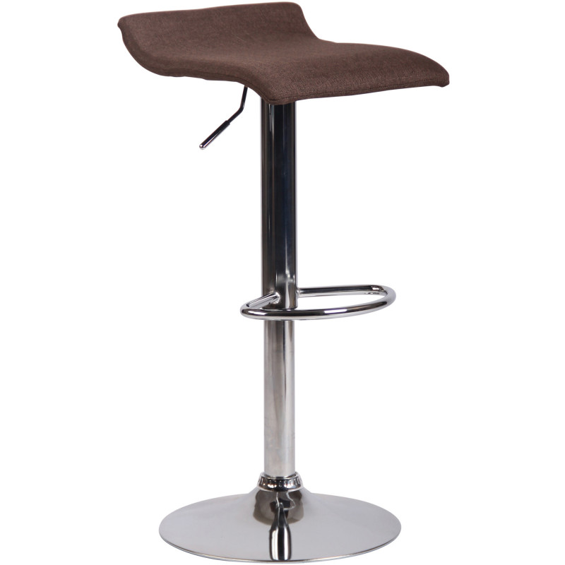 Tabouret de bar style minimaliste en Tissu Marron Métal Argenté Brillant Icko - 1