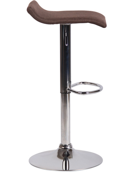 Tabouret de bar style minimaliste en Tissu Marron Métal Argenté Brillant Icko - 3