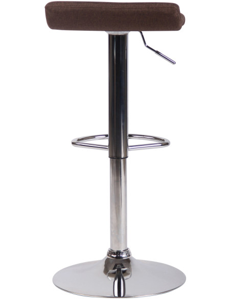 Tabouret de bar style minimaliste en Tissu Marron Métal Argenté Brillant Icko - 5