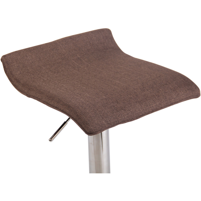 Tabouret de bar style minimaliste en Tissu Marron Métal Argenté Brillant Icko - 6