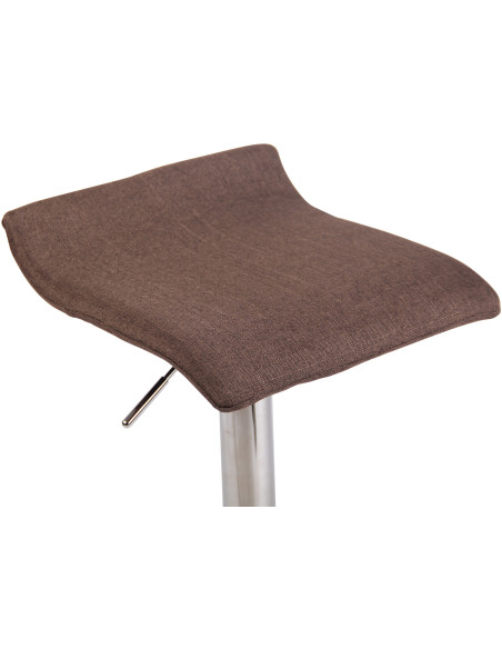 Tabouret de bar style minimaliste en Tissu Marron Métal Argenté Brillant Icko - 6