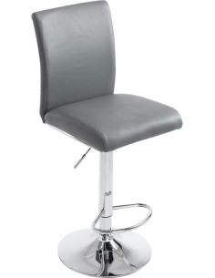 Tabouret de bar moderne en Polyuréthane Gris clair Métal Argenté Brillant Sergio - 1