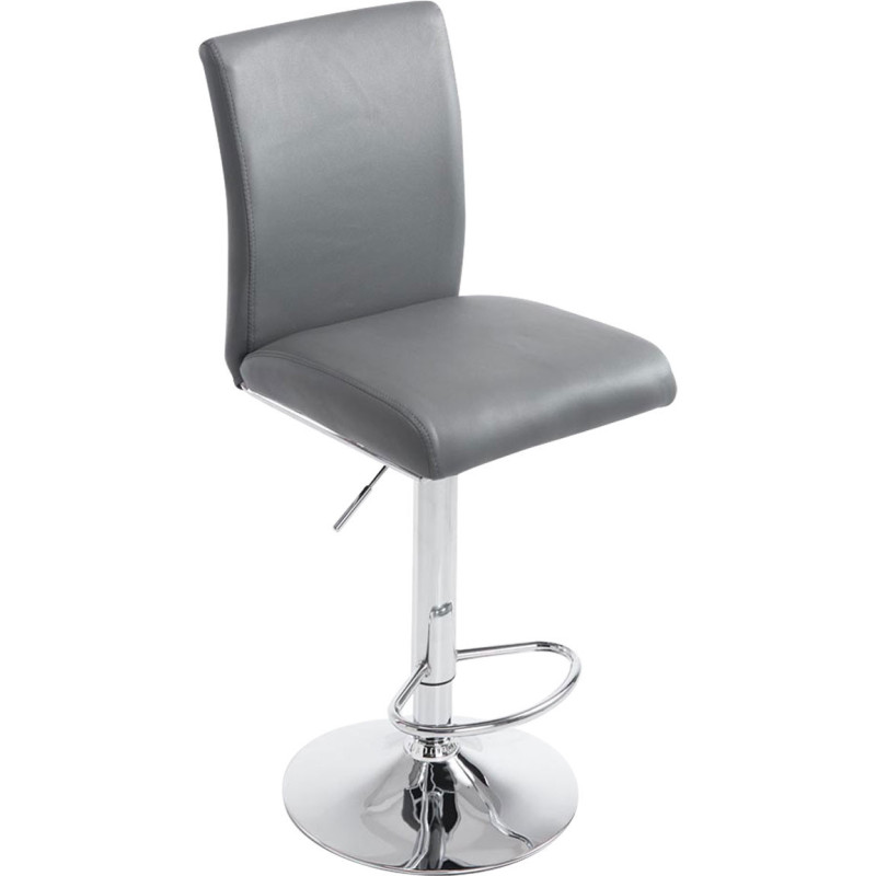 Tabouret de bar moderne en Polyuréthane Gris clair Métal Argenté Brillant Sergio - 1
