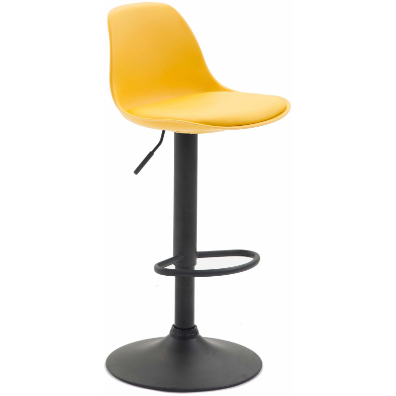 Tabouret de bar moderne en Polypropylène Jaune Polyuréthane Jaune Métal Noir Harvio - 1