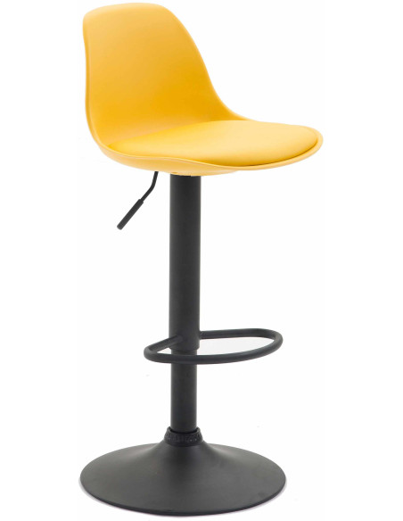 Tabouret de bar moderne en Polypropylène Jaune Polyuréthane Jaune Métal Noir Harvio - 1