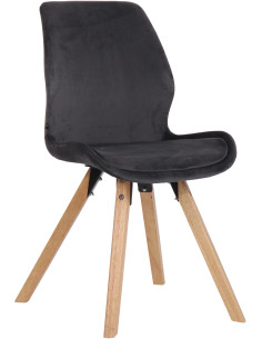 Chaise moderne scandinave en Velours Gris foncé Bois Naturel Dalsy - 1