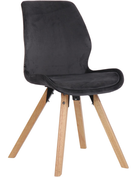 Chaise moderne scandinave en Velours Gris foncé Bois Naturel Dalsy - 1