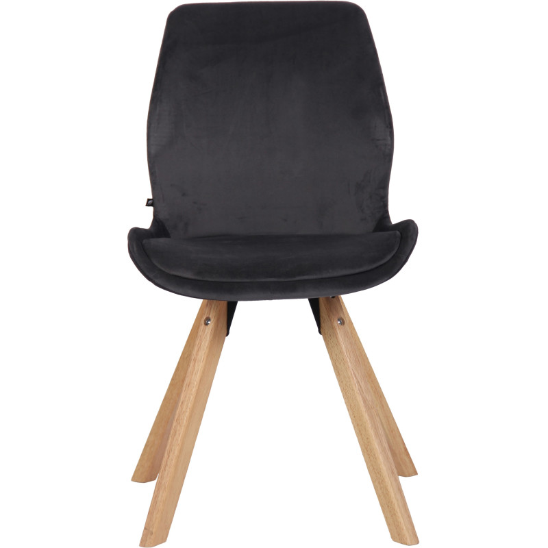 Chaise moderne scandinave en Velours Gris foncé Bois Naturel Dalsy - 2