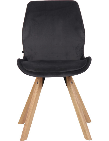 Chaise moderne scandinave en Velours Gris foncé Bois Naturel Dalsy - 2