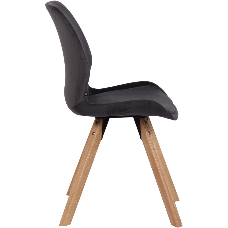Chaise moderne scandinave en Velours Gris foncé Bois Naturel Dalsy - 3