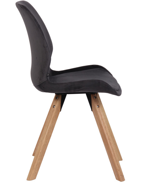 Chaise moderne scandinave en Velours Gris foncé Bois Naturel Dalsy - 3