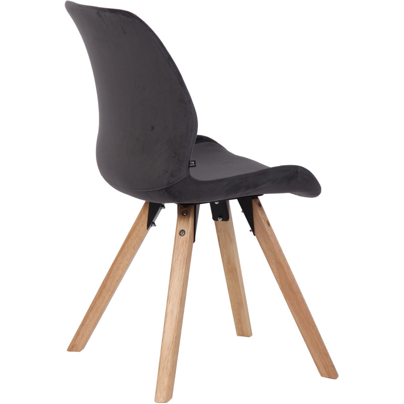 Chaise moderne scandinave en Velours Gris foncé Bois Naturel Dalsy - 4