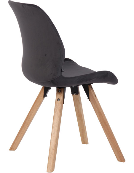 Chaise moderne scandinave en Velours Gris foncé Bois Naturel Dalsy - 4