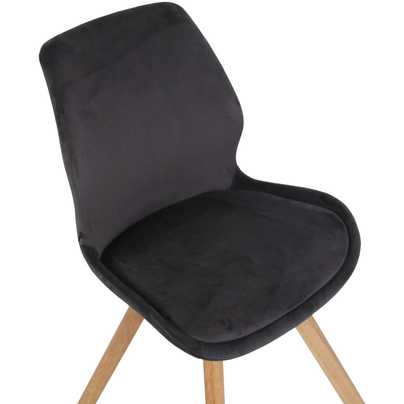 Chaise moderne scandinave en Velours Gris foncé Bois Naturel Dalsy - 6