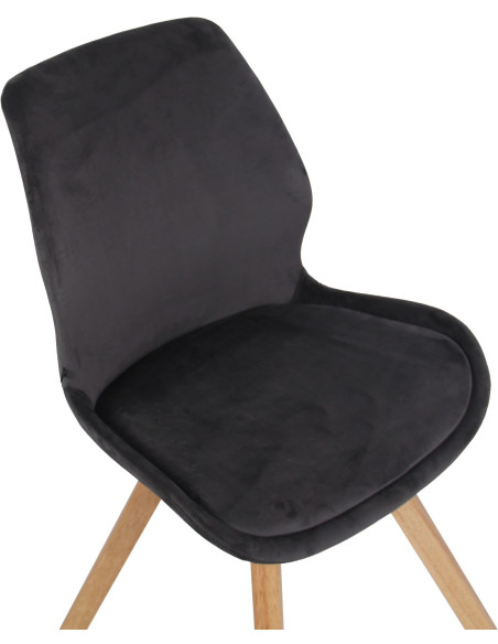 Chaise moderne scandinave en Velours Gris foncé Bois Naturel Dalsy - 6