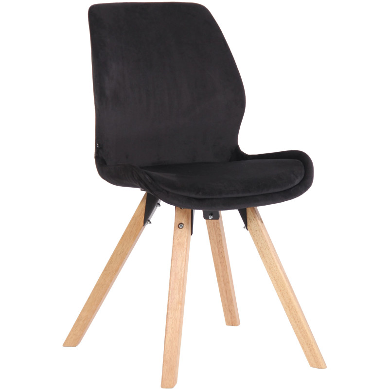 Chaise moderne scandinave en Velours Noir Bois Naturel Dalsy - 1