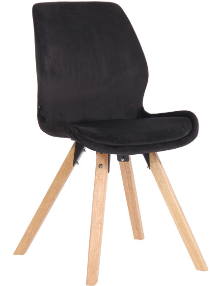 Chaise moderne scandinave en Velours Noir Bois Naturel Dalsy - 1