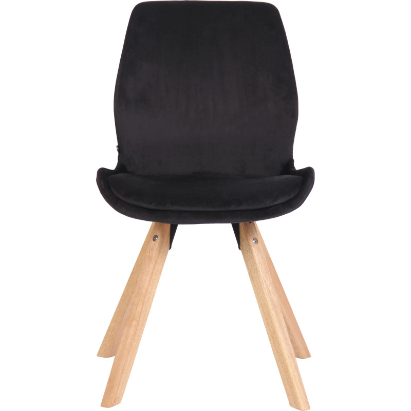 Chaise moderne scandinave en Velours Noir Bois Naturel Dalsy - 2