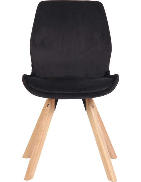 Chaise moderne scandinave en Velours Noir Bois Naturel Dalsy - 2