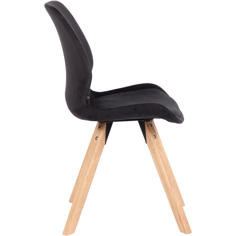 Chaise moderne scandinave en Velours Noir Bois Naturel Dalsy - 3