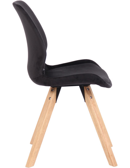 Chaise moderne scandinave en Velours Noir Bois Naturel Dalsy - 3