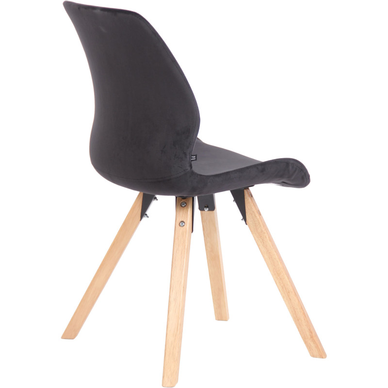 Chaise moderne scandinave en Velours Noir Bois Naturel Dalsy - 4