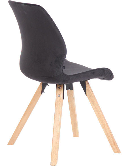 Chaise moderne scandinave en Velours Noir Bois Naturel Dalsy - 4