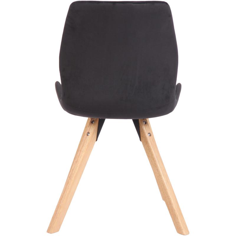 Chaise moderne scandinave en Velours Noir Bois Naturel Dalsy - 5