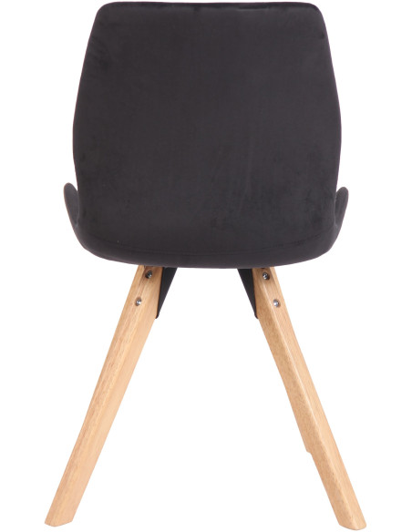 Chaise moderne scandinave en Velours Noir Bois Naturel Dalsy - 5