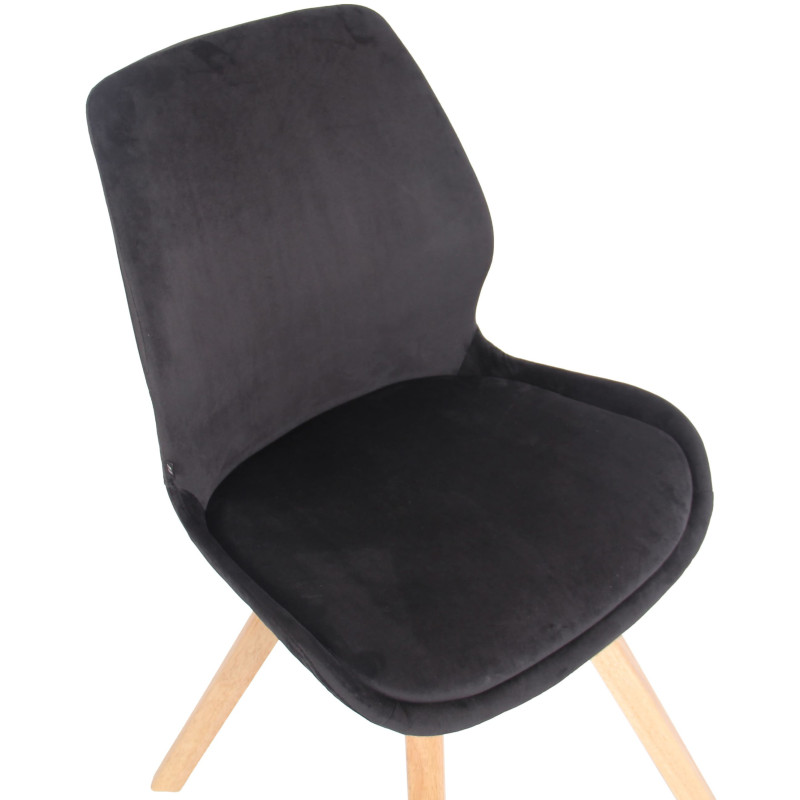 Chaise moderne scandinave en Velours Noir Bois Naturel Dalsy - 6