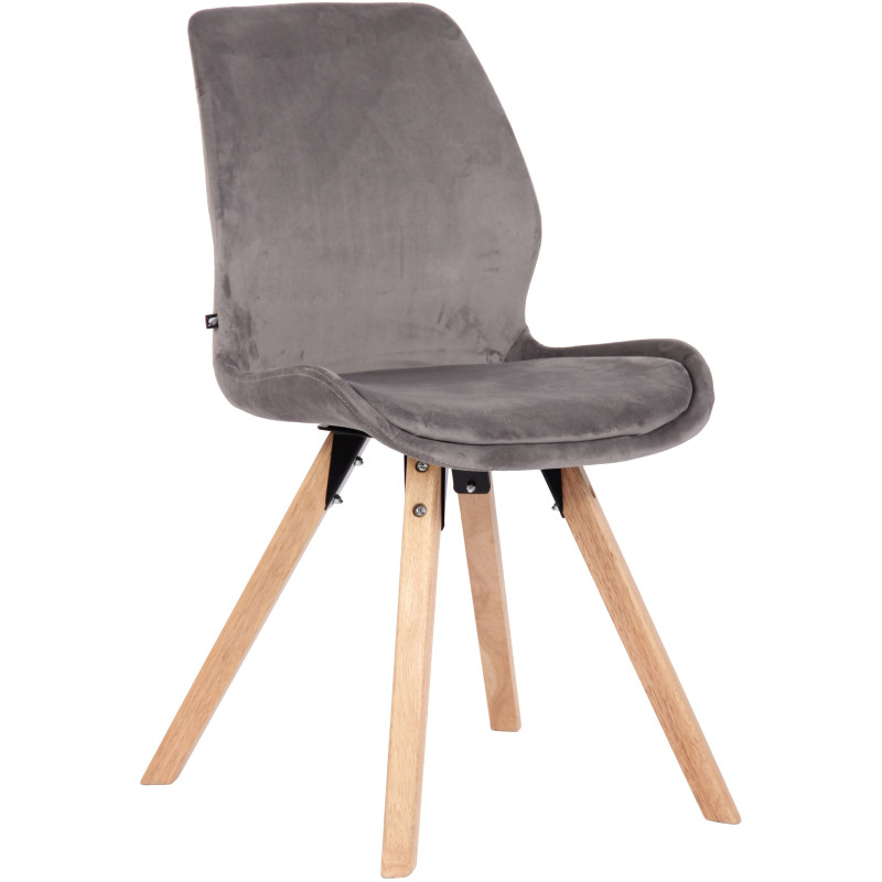 Chaise moderne scandinave en Velours Gris clair Bois Naturel Dalsy - 1