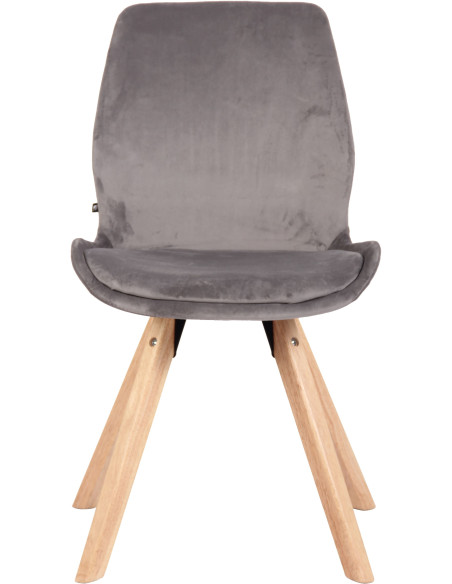 Chaise moderne scandinave en Velours Gris clair Bois Naturel Dalsy - 2