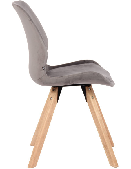 Chaise moderne scandinave en Velours Gris clair Bois Naturel Dalsy - 3