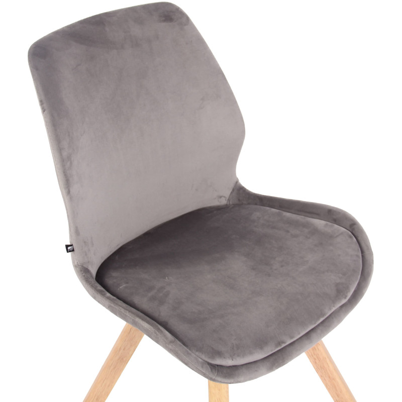 Chaise moderne scandinave en Velours Gris clair Bois Naturel Dalsy - 6
