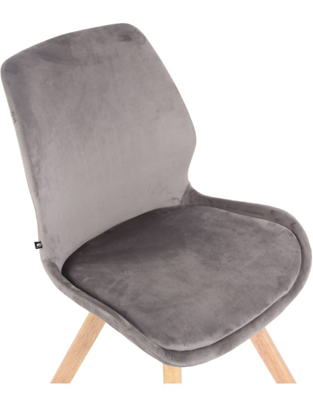 Chaise moderne scandinave en Velours Gris clair Bois Naturel Dalsy - 6