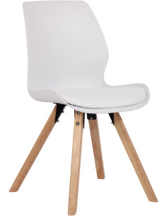 Chaise moderne scandinave en Polypropylène Polyuréthane Blanc Bois Naturel Dalsy - 1