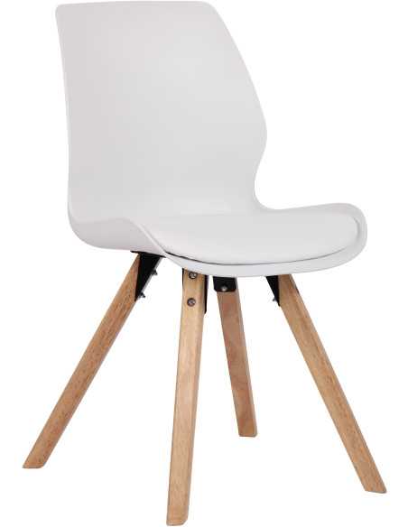 Chaise moderne scandinave en Polypropylène Polyuréthane Blanc Bois Naturel Dalsy - 1