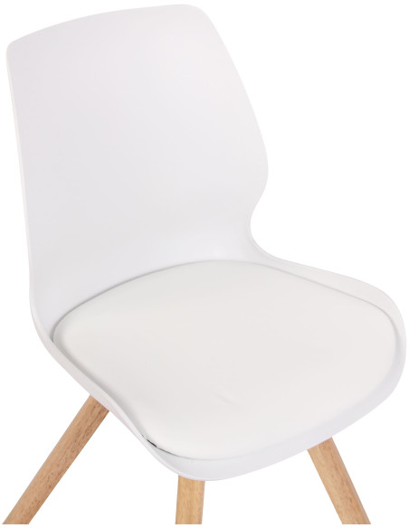 Chaise moderne scandinave en Polypropylène Polyuréthane Blanc Bois Naturel Dalsy - 6