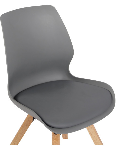 Chaise moderne scandinave en Polypropylène Polyuréthane Gris Bois Naturel Dalsy - 6