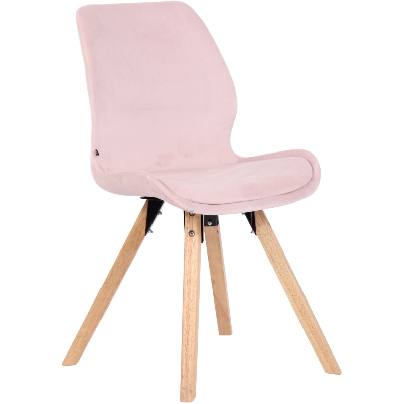 Chaise moderne scandinave en Velours Rose Bois Naturel Dalsy - 1