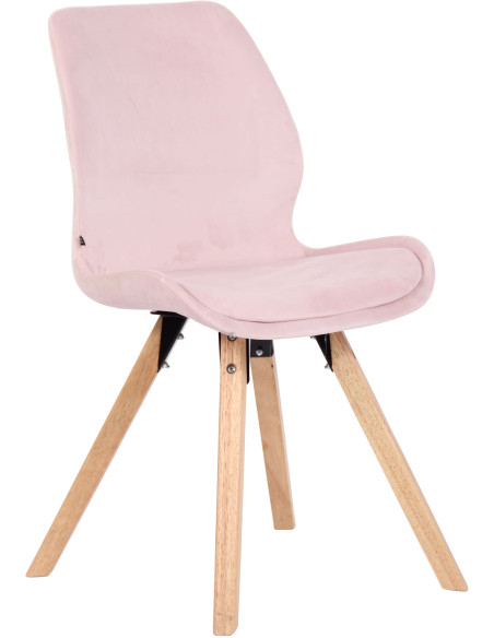 Chaise moderne scandinave en Velours Rose Bois Naturel Dalsy - 1
