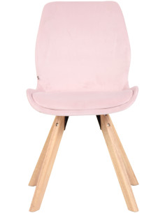 Chaise moderne scandinave en Velours Rose Bois Naturel Dalsy - 1 2