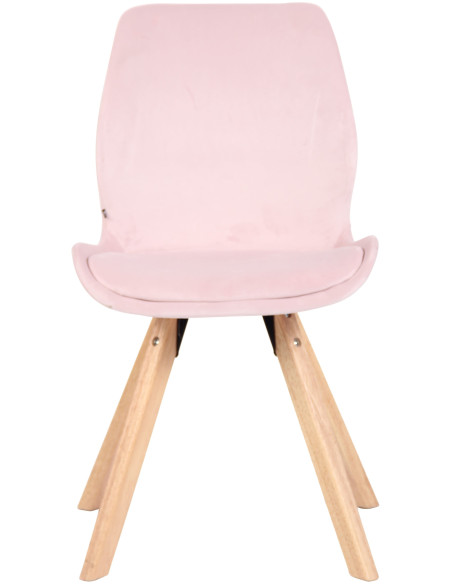 Chaise moderne scandinave en Velours Rose Bois Naturel Dalsy - 2
