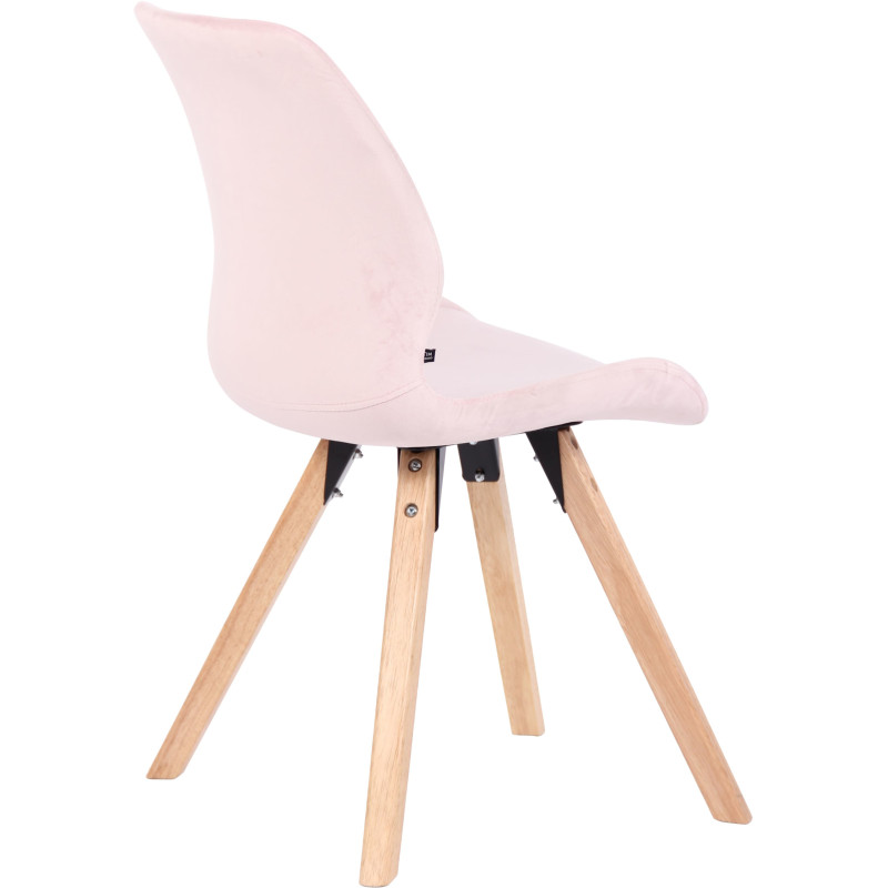Chaise moderne scandinave en Velours Rose Bois Naturel Dalsy - 4