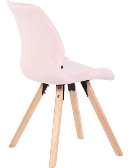 Chaise moderne scandinave en Velours Rose Bois Naturel Dalsy - 4